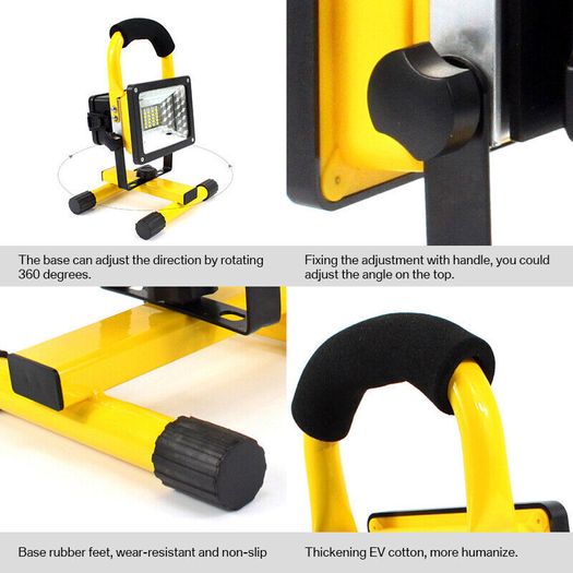 LED Work Lights Portable Floodlight Waterproof Security LED Rechargeable FloodLight for Outdoor, Garage, Car Repairing, Camping, Hiking