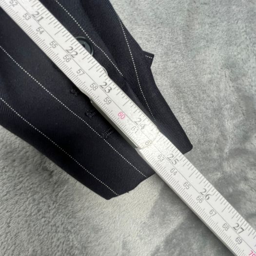 Samuel Windsor Mens Pinstripe Wool Suit 40R W36 Navy Stripe Classic Fit