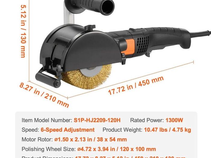 Burnishing Polishing Machine, 1300W 6 Variable Speed Surface Conditioning Tool, Handheld Electric Metal Burnishing Machine with Steel Wire Burnishing Wheel for Stainless Steel, Metal