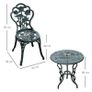 3 Pcs Cast Aluminum Bistro Set-Green Image 2