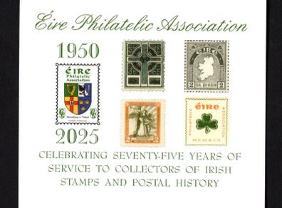 2025 Ireland. Mint Souvenir Card to commemorate EPA (Eire Philatelic Association) 75th Anniversary
