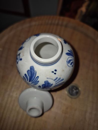 Vintage Delft miniature lidded jar