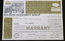 Builders Investment Group 100 Shares 1971