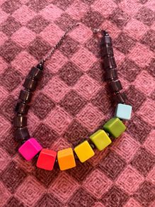 Modern necklace with colourfull cubes