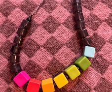 Modern necklace with colourfull cubes