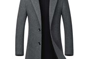 Brand New Men's Long Slim Fit Wool Coat Warm Business - colour Grey