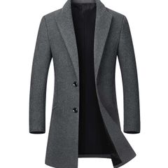 Brand New Men's Long Slim Fit Wool Coat Warm Business - colour Grey