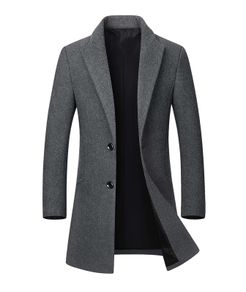 Brand New Men's Long Slim Fit Wool Coat Warm Business - colour Grey