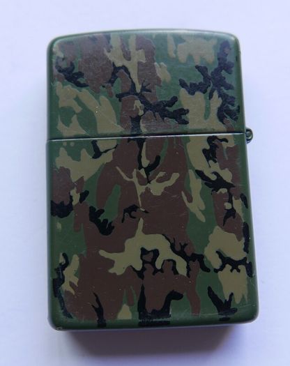 Vintage Zippo Lighter - Camo Camouflage Green Olive Drab Matte Finish