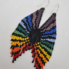Colourful Rainbow Earrings, handwoven on silver earhook