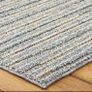 Blue loop rug thin pile stripes Image 2