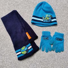 Ninja Turtles Boy's Hat Gloves And Scarf Set 5-8 Years