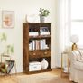 _Bookcase, with 4 levels, bookcase, standing shelf, with label holders and one drawer, for office, living room, bedroom, 67.5 x 30 x 120 cm, vintage brown Image 3