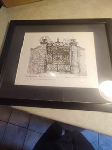 Framed print of The Bamberg Gate, Powerscourt. Enniskerry, Co. Wicklow, Ireland.SIGNED 1991.