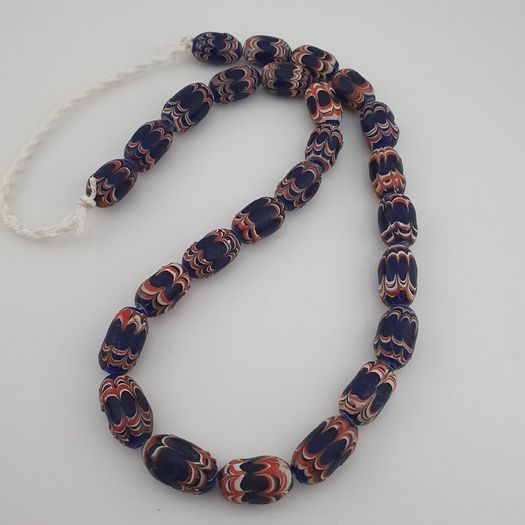 Antique Venetian Style Blue Trade Glass Beads Necklace Strands
