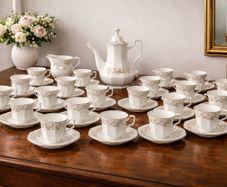 Elegant Vintage Fine Bone China Coffee Set 18 Cups & Saucers