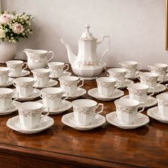 Elegant Vintage Fine Bone China Coffee Set 18 Cups & Saucers