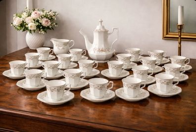 Elegant Vintage Fine Bone China Coffee Set 18 Cups & Saucers