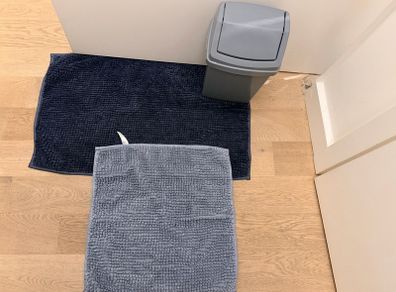 Bath rugs and bin