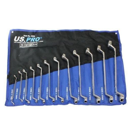 12 Piece Double Offset Ring Spanner Set