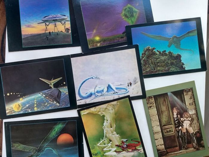 Lot of 70's Dragons World Paper Tiger Fantasy Art Cards Roger Dean, Bob Carlos, Tim White VG+