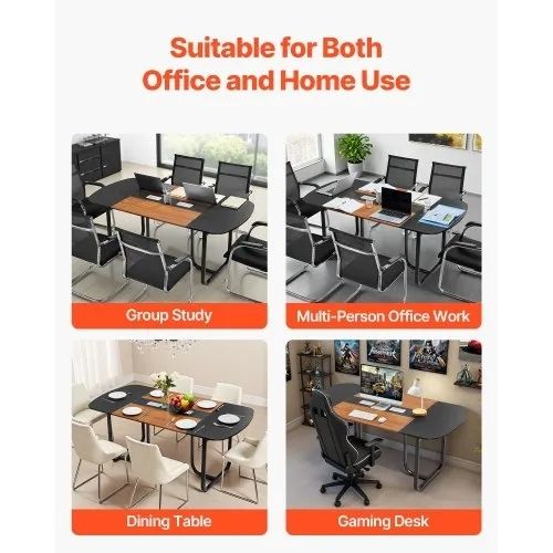 Conference Table, 1800 mm Oval Office Meeting Table for 6-8 Person, Modern Seminar Desk with Metal Legs, Large Meeting Desk for Office, Boardroom