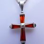 Vintage Ruby Red Helenite Cross  925 Sterling Silver Pendant and Necklace length 16" - 4,52g Image 4