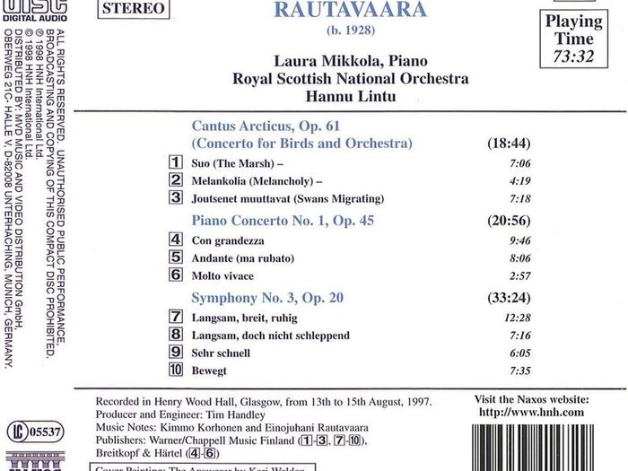 Rautavaara. Cantus Arcticus. Piano Concerto. CD. Free Postage!