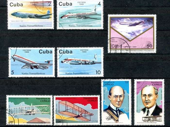 Aircraft Stamps - Cuba & Congo - Fine Used