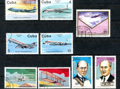 Aircraft Stamps - Cuba & Congo - Fine Used