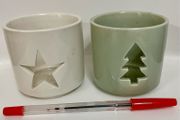 2 Christmas themed Tealight candle holders - ceramic