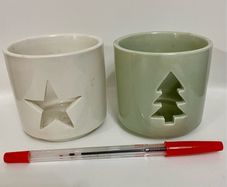 2 Christmas themed Tealight candle holders - ceramic