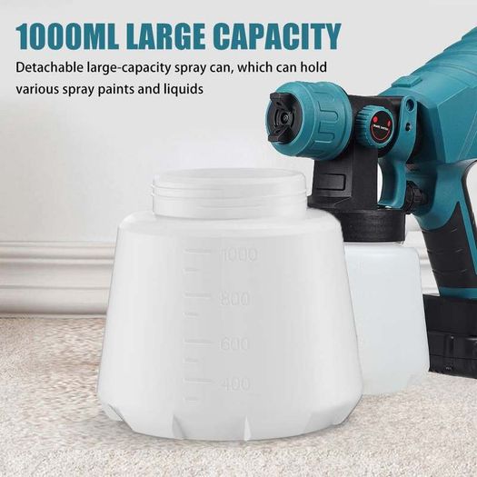 88VF 1500W 1000ML Cordless Electric Spray Gun with 3Nozzle Flow Control Airbrush High Power Paint Sprayer For Makita 18V Battery