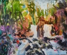 coolalingo waterfall glenmalure watercolour