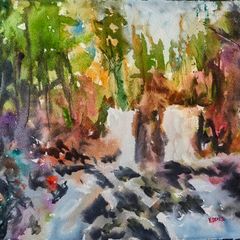 coolalingo waterfall glenmalure watercolour