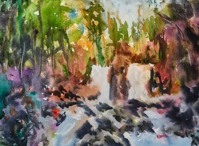coolalingo waterfall glenmalure watercolour
