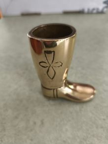 Solid brass sculpture: || Boot Ashtray || Vintage small item in perfect condition || Brass army boot / wellies / brass boot