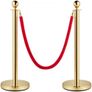 Crowd Control Stanchion, Set of 8 Pieces Stanchion Set, Stanchion Set with 5 ft/1.5 m Red Velvet Rope, Gold Crowd Control Barrier w/ Sturdy Concrete and Metal Base  Easy Connect Assembly Image 8