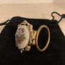 Vintage Gold plated German Porcelain Scarf Brooch 1960s Image 4