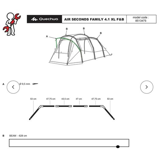QUECHUA Inflatable camping tent - Air Seconds 4.1 F&B - 4 Person - 1 Bedroom