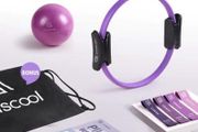 Pilates Ring Set  Premium14 inchMagic Circle with Dual Padded Handles Includes Pilates Mini Ball  Highly Elastic Resistance Bands Workout Guide &amp; Bag