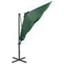 Cantilever Umbrella with Pole and LED Lights Green 300 cm Image 8