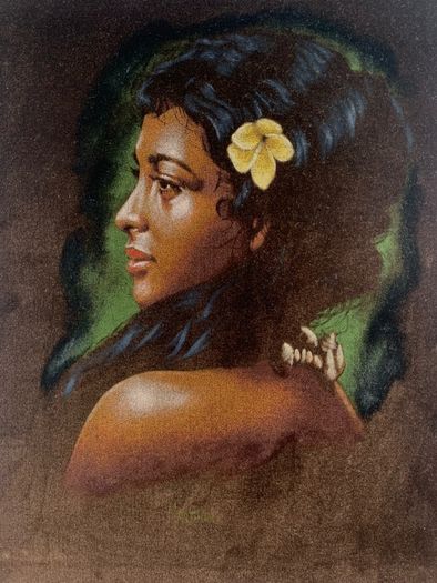 Vintage Australian portrait on velvet.