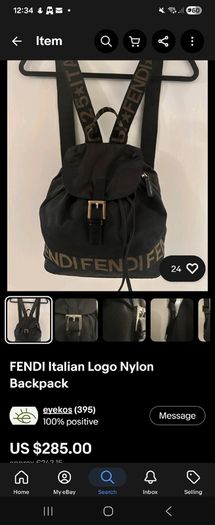 Fendi Vintage Nylon & Leather Back Pack