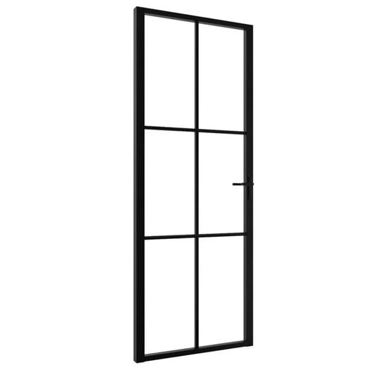 Interior Door ESG Glass and Aluminium 83x201.5 cm Black