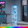 Corner Shelf with LED Light, 5-Tier Corner Bookshelf for Small Space, Narrow Display Corner Shelf Stand with Storage Rack, for Living Room, bedroom, Pure White Image 3