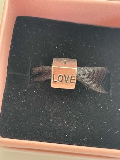 Pandora Two Tone Love Cube Charm with 14k Gold Heart