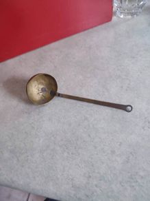 Vintage Decorative Brass Scoop - Brass Handle -  Fireplace Cooking - Dip