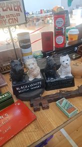 Vintage Black & White whisky dog statues