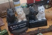 Vintage Black &amp; White whisky dog statues
